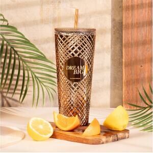 NEW Rachel Miriam Dream Big Gold Tone Reusable Tumbler - New, MSRP $48
